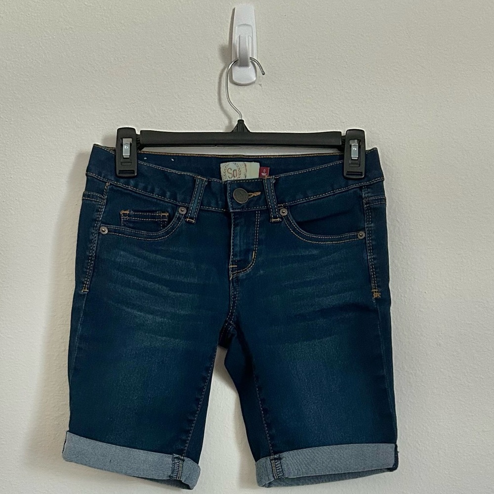 SO Dark Wash Mid Rise Bermuda Shorts